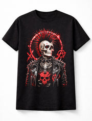Punk Skull Mohawk Skeleton Anarchy Gothic Rock Graphic Unisex T-Shirt