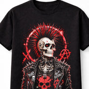 Punk Skull Mohawk Skeleton Anarchy Gothic Rock Graphic Unisex T-Shirt