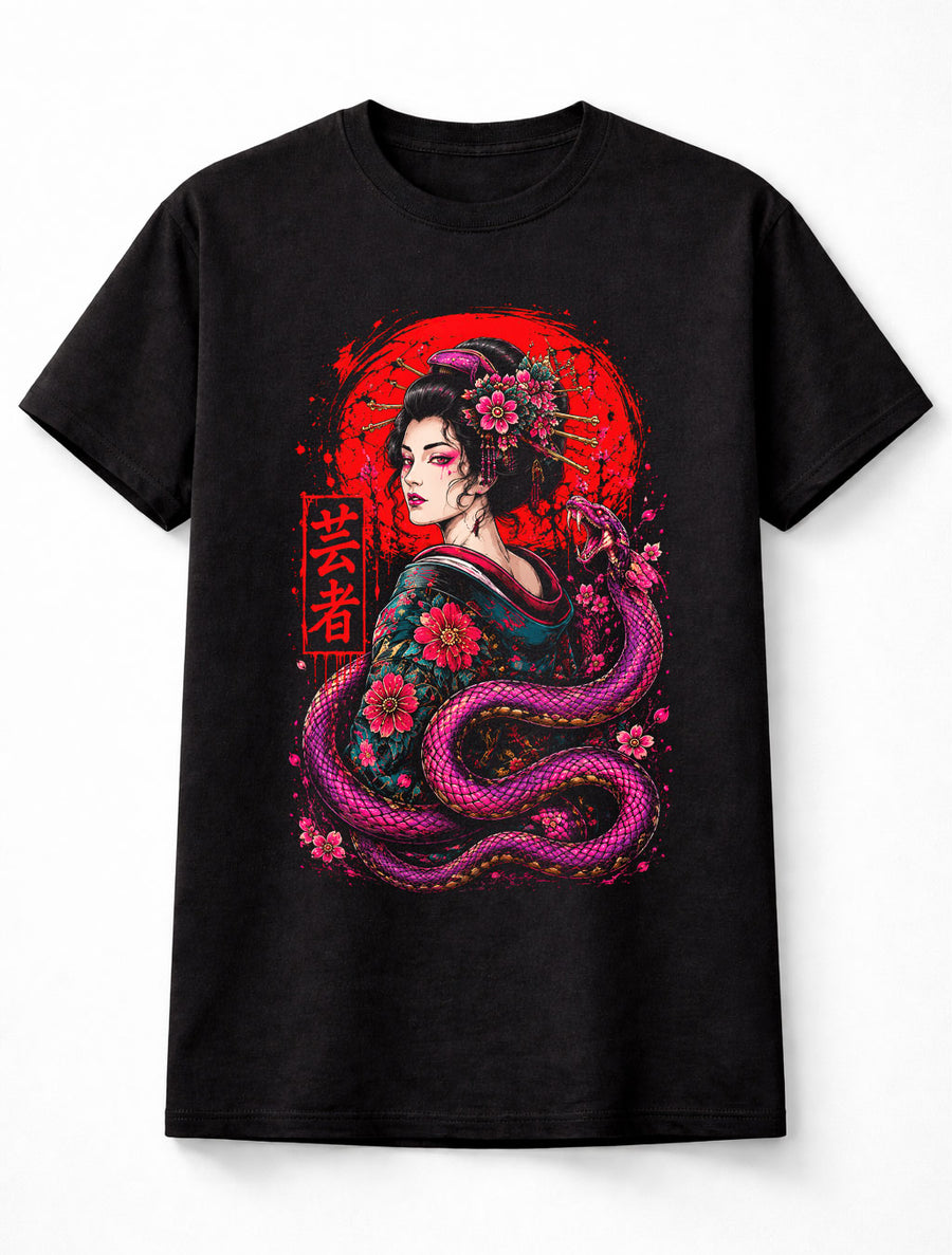 Geisha Snake Japanese Anime Manga Samurai Unisex T-Shirt