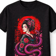 Geisha Snake Japanese Anime Manga Samurai Unisex T-Shirt