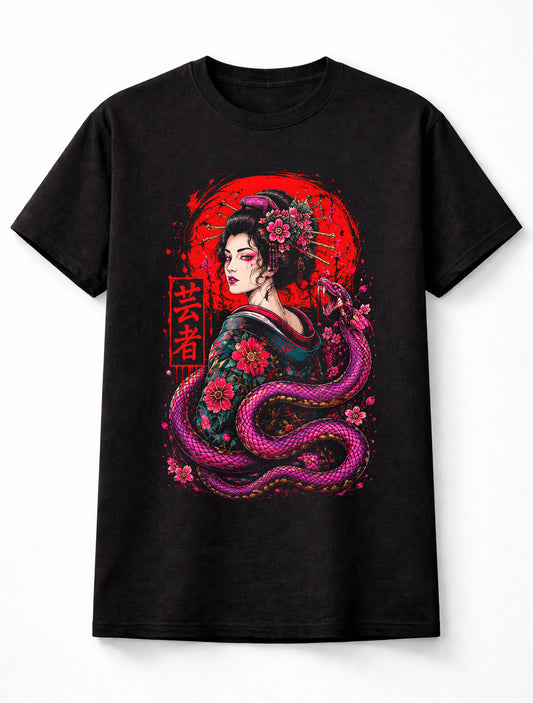 Geisha Snake Japanese Anime Manga Samurai Unisex T-Shirt