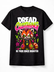 Red Panda Monster Horror Gothic Neon Animal Graphic Unisex T-Shirt