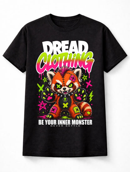 Red Panda Monster Horror Gothic Neon Animal Graphic Unisex T-Shirt