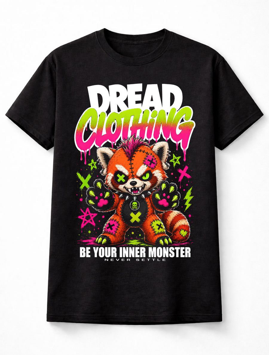 Red Panda Monster Horror Gothic Neon Animal Graphic Unisex T-Shirt