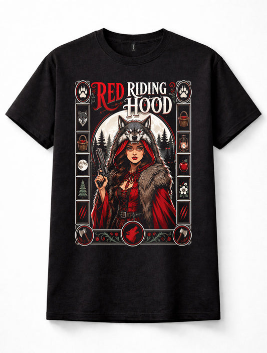 Red Riding Hood Little Red Wolf Fairy Tale Gothic Fantasy Graphic Unisex T-Shirt