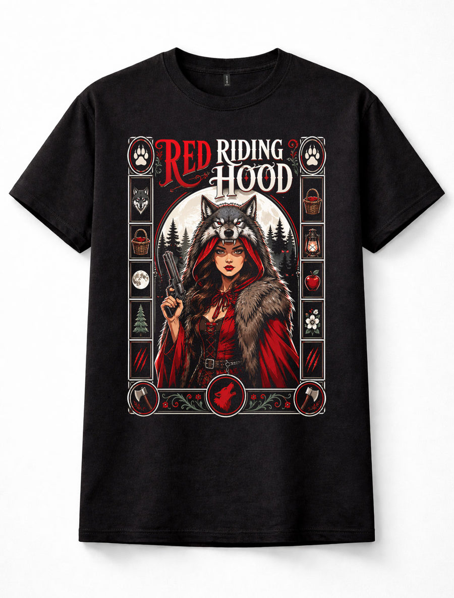 Red Riding Hood Little Red Wolf Fairy Tale Gothic Fantasy Graphic Unisex T-Shirt