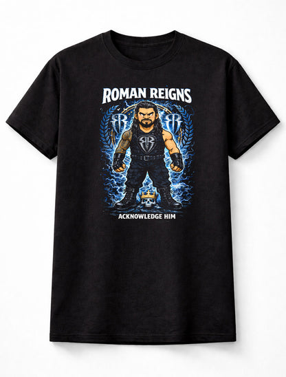 Roman Reigns Acknowledge Him Wrestling Tribal Chief Lightning Crown Graphic Fan Art Tee Adults & Kids Unisex T-Shirt