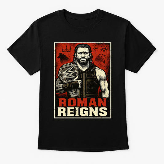 Roman Reigns “The Big Dog” Champion Retro Wrestling T-Shirt — Red Reign Edition