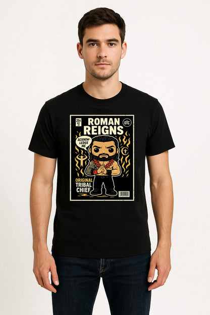 Roman Reigns “Original Tribal Chief” Pop Comic Wrestling T-Shirt — Acknowledge Greatness