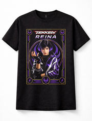 Tekken 8 Reina Mishima Fighting Game Purple Gaming Black Unisex T-Shirt