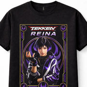 Tekken 8 Reina Mishima Fighting Game Purple Gaming Black Unisex T-Shirt