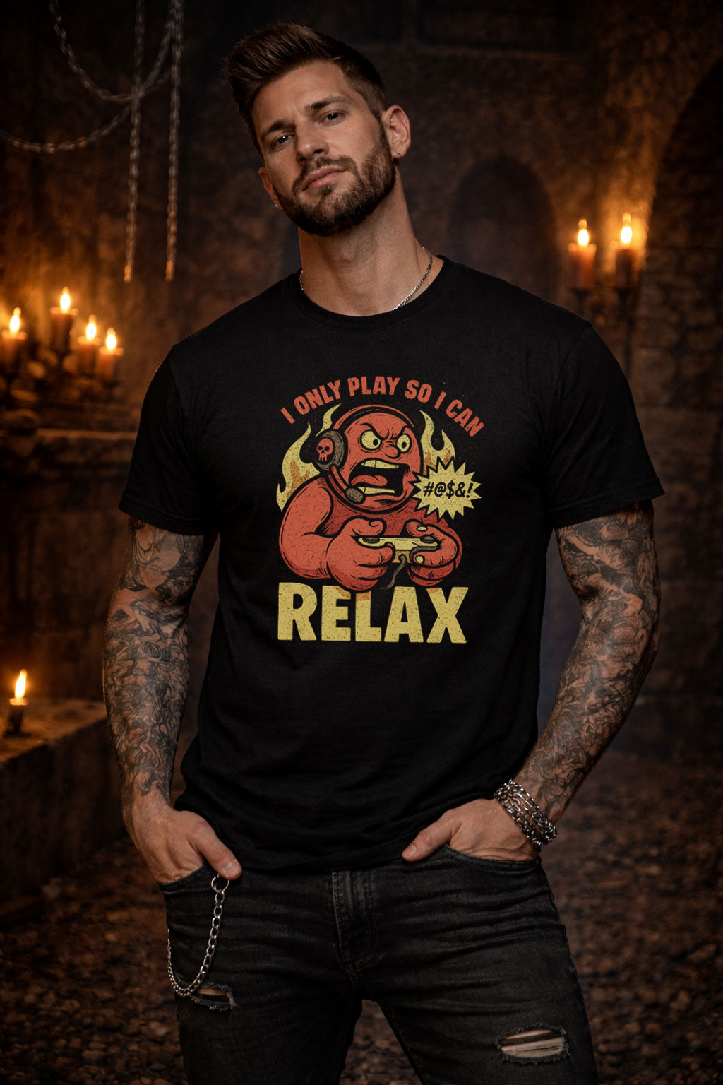 I Only Play So I Can Relax Gamer T Shirt Funny Gaming Rage Controller Tee