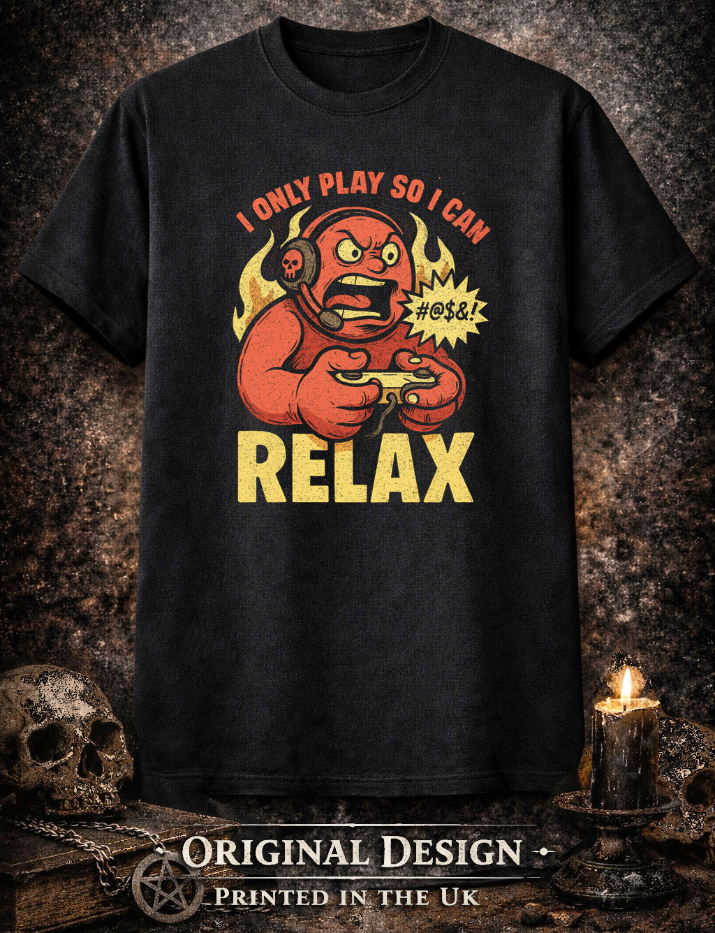I Only Play So I Can Relax Gamer T Shirt Funny Gaming Rage Controller Tee
