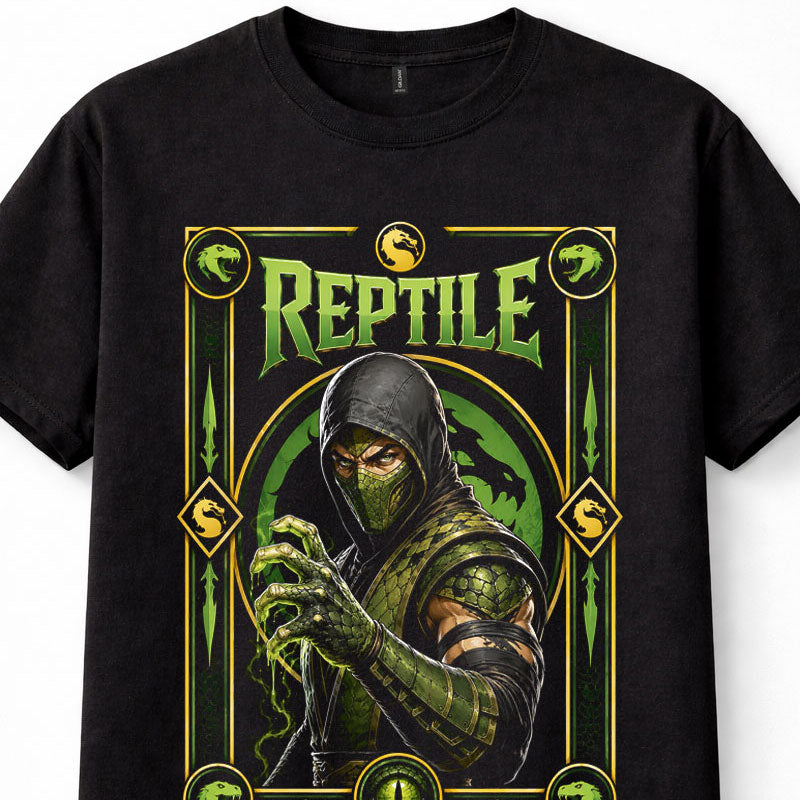 Mortal Kombat Reptile Green Ninja Fighting Game Retro Black Unisex T-Shirt