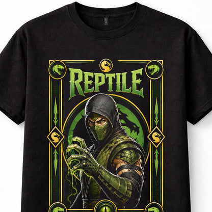 Mortal Kombat Reptile Green Ninja Fighting Game Retro Black Unisex T-Shirt
