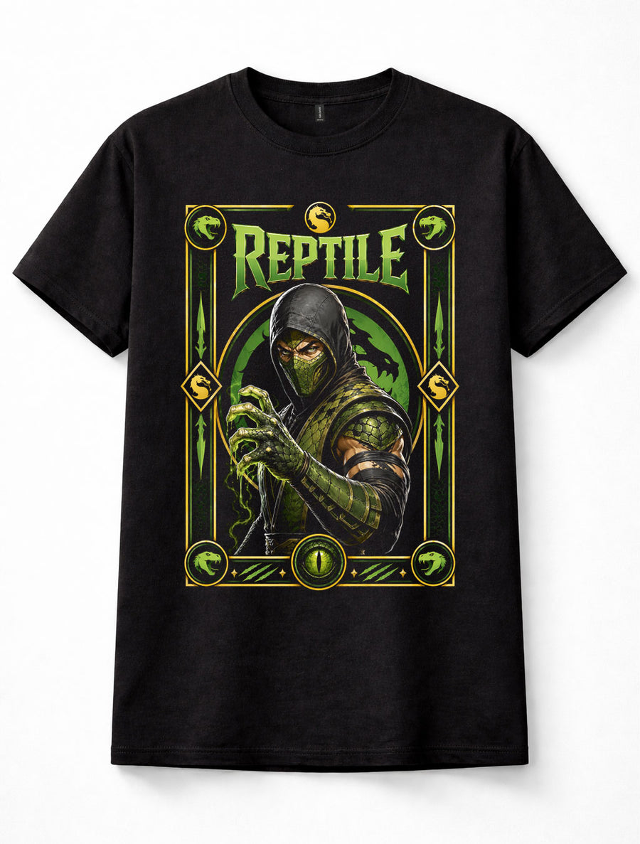 Mortal Kombat Reptile Green Ninja Fighting Game Retro Black Unisex T-Shirt