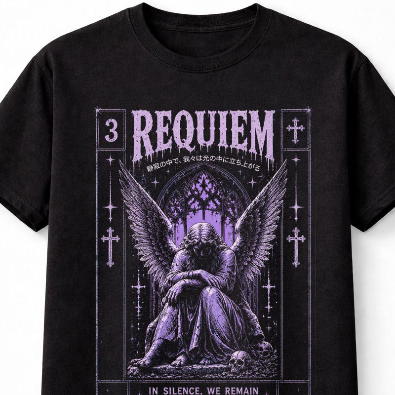 Requiem Angel Gothic Cathedral Celestial Fantasy Graphic Unisex T-Shirt