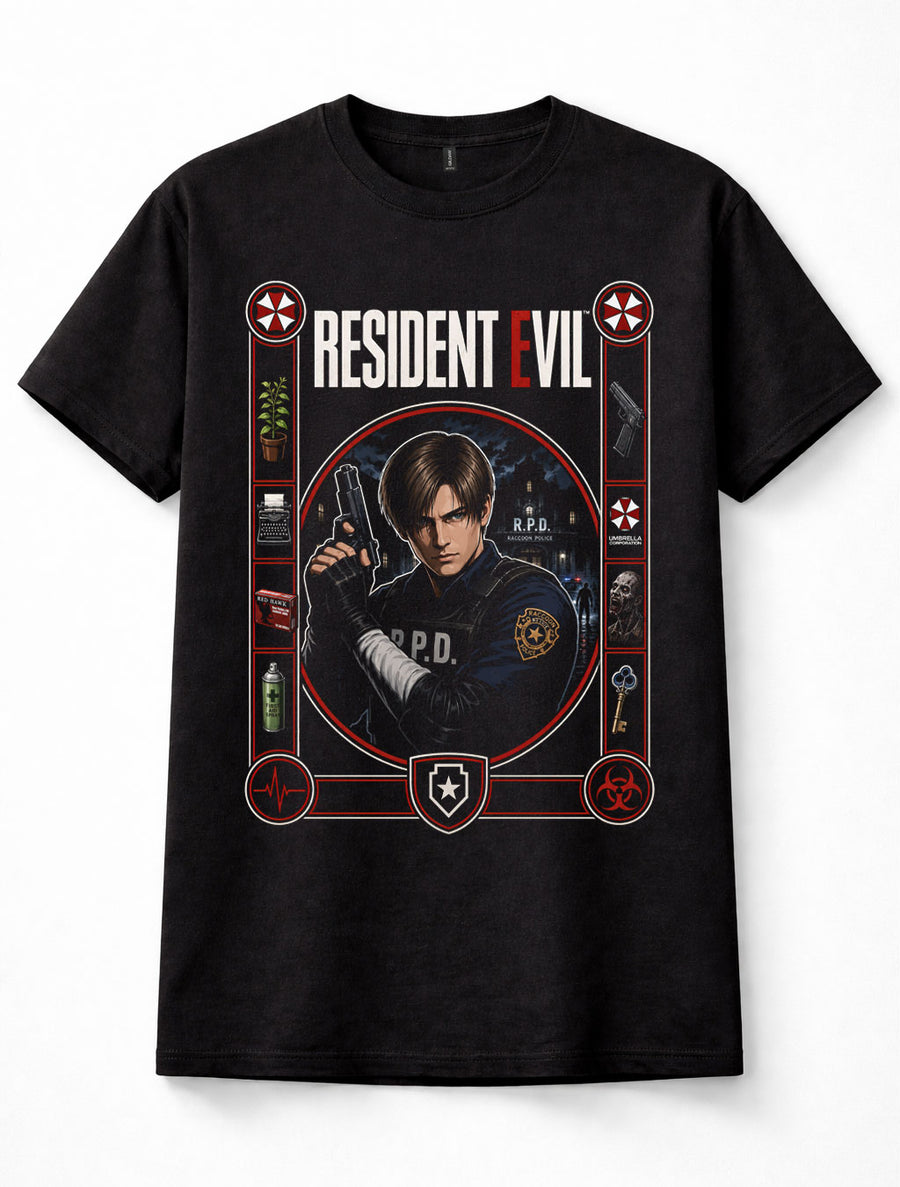 Resident Evil Leon Kennedy RPD Raccoon City Horror Gaming Unisex T-Shirt