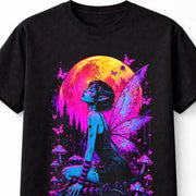 Moon Fairy Gothic Castle Butterfly Wings Graphic Unisex T-Shirt