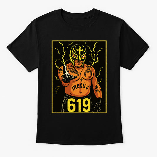 Rey Mysterio “619 Mexico” Retro Wrestling T-Shirt — Lucha Lightning Edition