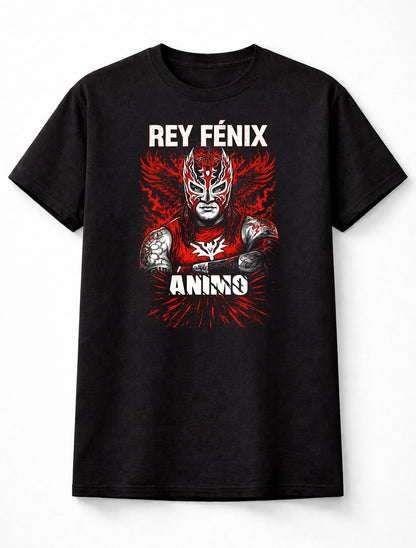 Rey Fénix Lucha Libre Graphic T-Shirt Animo Mask Wrestling Fan Tee Red Flame Adults & Kids Unisex T-Shirt