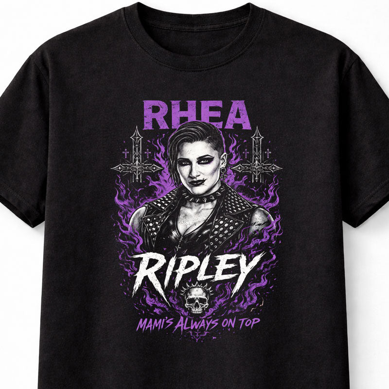 Rhea Ripley Mami Wrestling Graphic T-Shirt Purple Gothic Style Mami’s Always On Top Adults & Kids Unisex T-Shirt