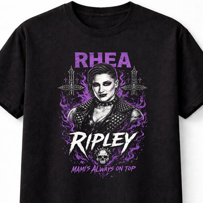 Rhea Ripley Mami Wrestling Graphic T-Shirt Purple Gothic Style Mami’s Always On Top Adults & Kids Unisex T-Shirt