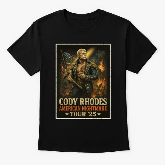 Cody Rhodes American Nightmare Tour ’25 Unisex T-Shirt – Retro Wrestling Graphic Tee