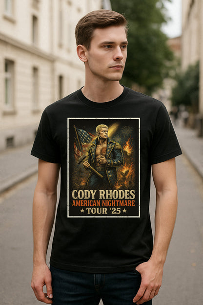 Cody Rhodes American Nightmare Tour ’25 Unisex T-Shirt – Retro Wrestling Graphic Tee