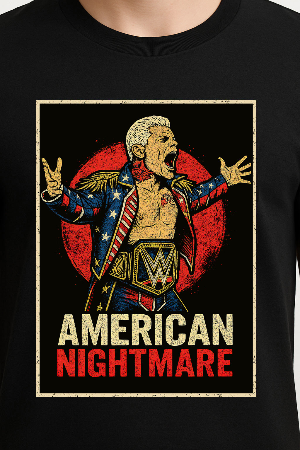 Cody Rhodes American Nightmare T-Shirt Wrestling WWE Retro Style Unisex Black Graphic Tee