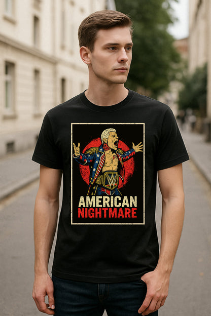 Cody Rhodes American Nightmare T-Shirt Wrestling WWE Retro Style Unisex Black Graphic Tee