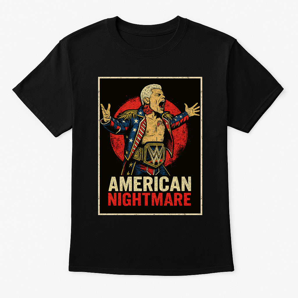 Cody Rhodes American Nightmare T-Shirt Wrestling WWE Retro Style Unisex Black Graphic Tee