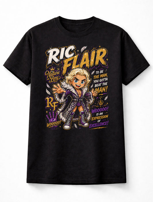 Ric Flair Nature Boy Wrestling T-Shirt – Woooo Catchphrase Retro Fan Tee Adults & Kids Unisex T-Shirt