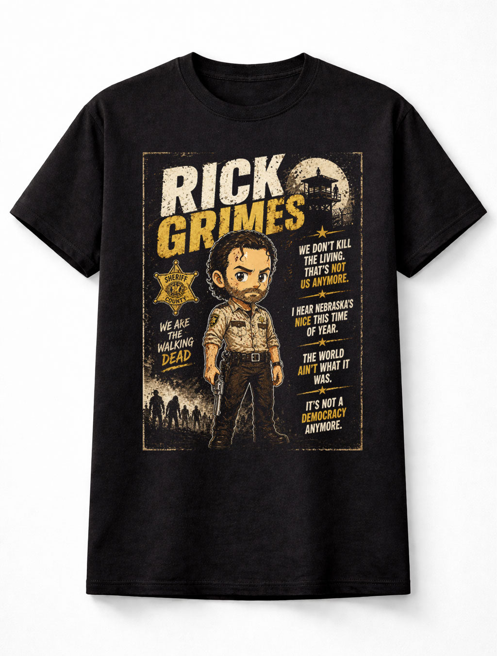 Rick Grimes The Walking Dead Sheriff Apocalypse Graphic Tee Zombie TV Series Shirt Unisex Adults & Kids T-Shirt