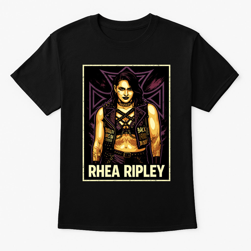 Rhea Ripley T-Shirt Brutality Wrestling WWE Gothic Unisex Black Graphic Tee