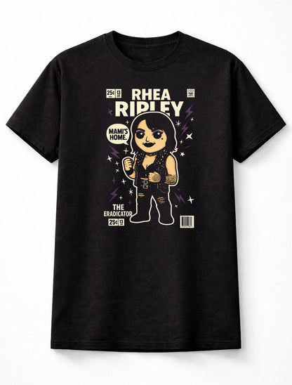 Rhea Ripley “Mami’s Home” Cartoon Graphic T-Shirt – Unisex Black Wrestling Tee