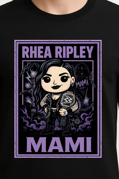 Rhea Ripley T-Shirt Mami Chibi Wrestling WWE Cute Unisex Black Graphic Tee