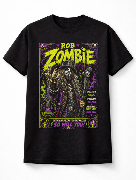 Rob Zombie The Night Belongs to the Freaks Horror Rock Unisex T-Shirt