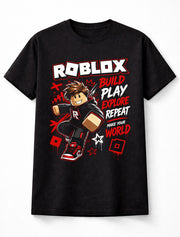 Roblox Build Play Explore Repeat Gaming Graphic Kids Unisex T-Shirt