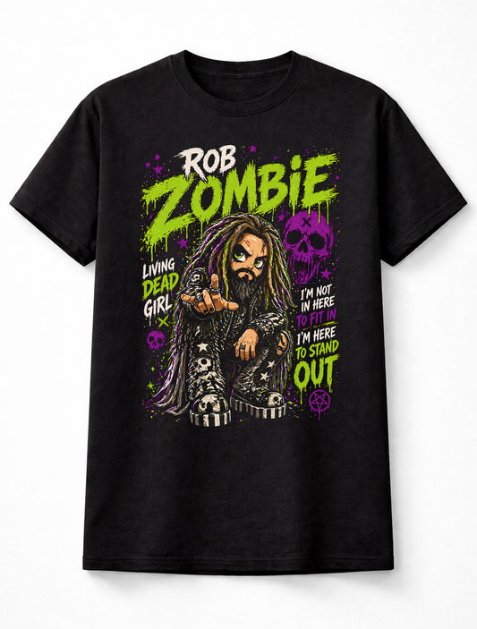 Rob Zombie Living Dead Girl Graphic T-Shirt Heavy Metal Music Singer Fan Tee Horror Rock Lyrics Shirt Adult & Kids Unisex T-Shirt