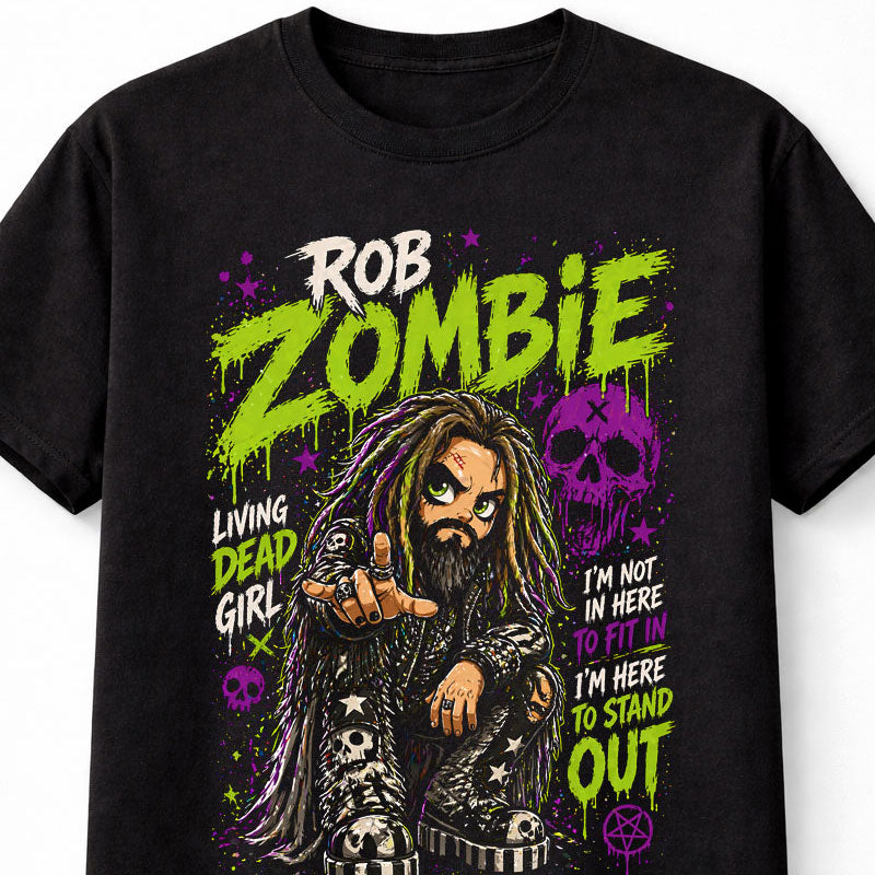 Rob Zombie Living Dead Girl Graphic T-Shirt Heavy Metal Music Singer Fan Tee Horror Rock Lyrics Shirt Adult & Kids Unisex T-Shirt