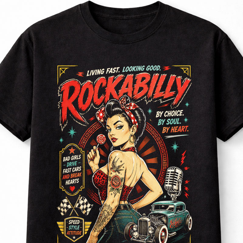 Rockabilly Pin Up Hot Rod Retro Rock N Roll Graphic Unisex T-Shirt