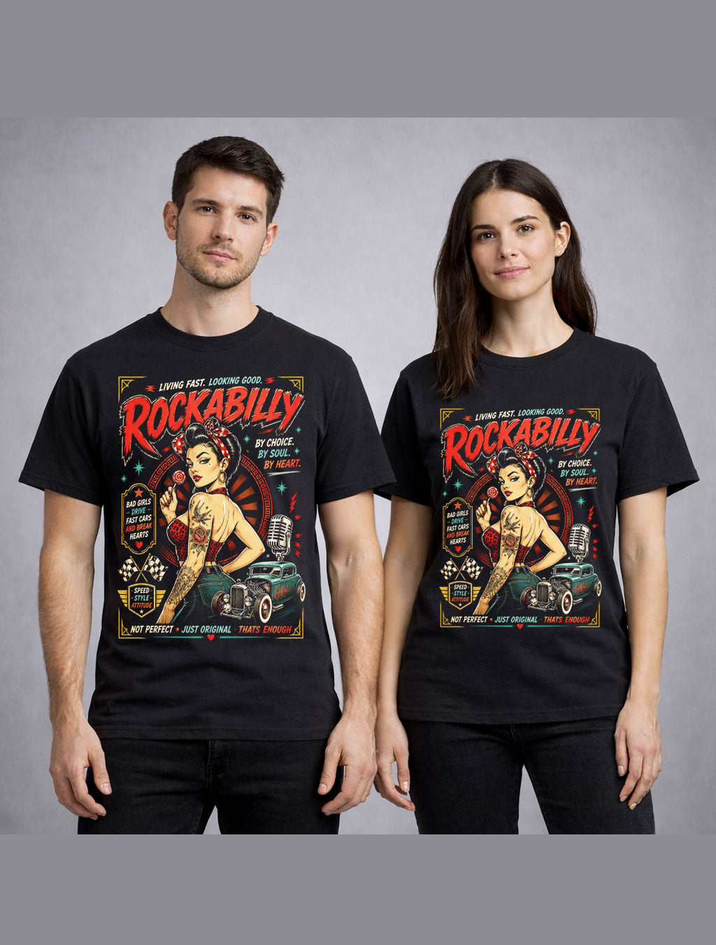 Rockabilly Pin Up Hot Rod Retro Rock N Roll Graphic Unisex T-Shirt