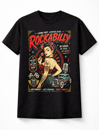 Rockabilly Pin Up Hot Rod Retro Rock N Roll Graphic Unisex T-Shirt