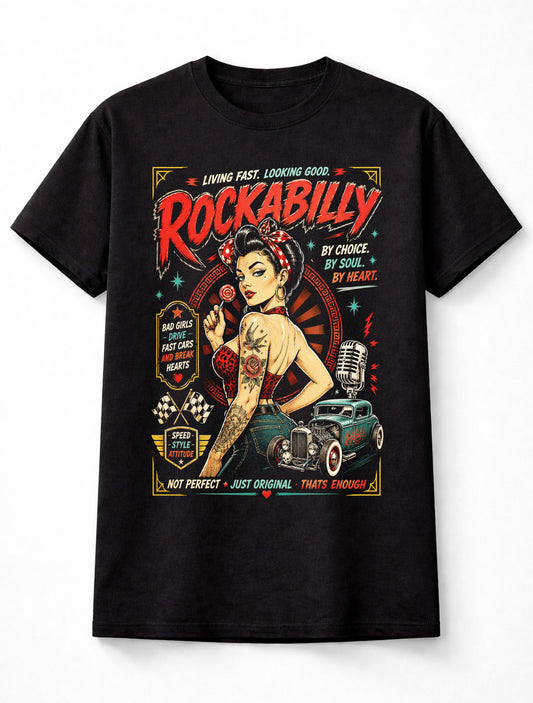 Rockabilly Pin Up Hot Rod Retro Rock N Roll Graphic Unisex T-Shirt