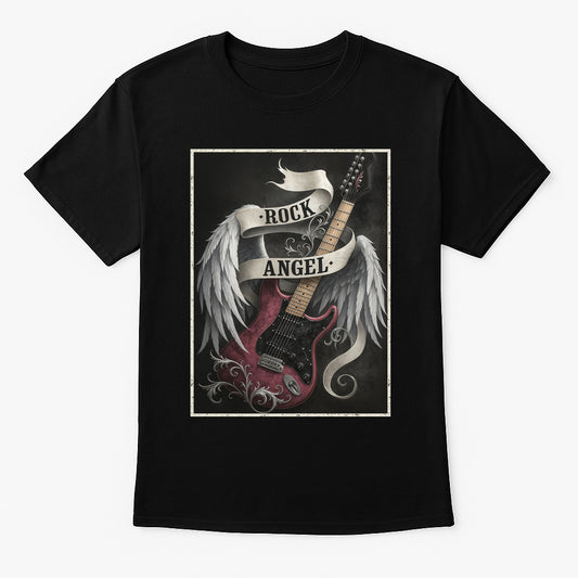 Rock Angel Unisex T-Shirt Guitar Wings Gothic Rock Tee