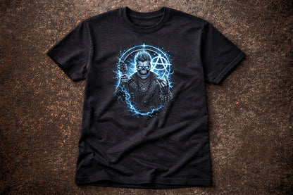 Electric Skull Punk Rocker T-Shirt Metal Guitar Pentagram Lightning Gothic