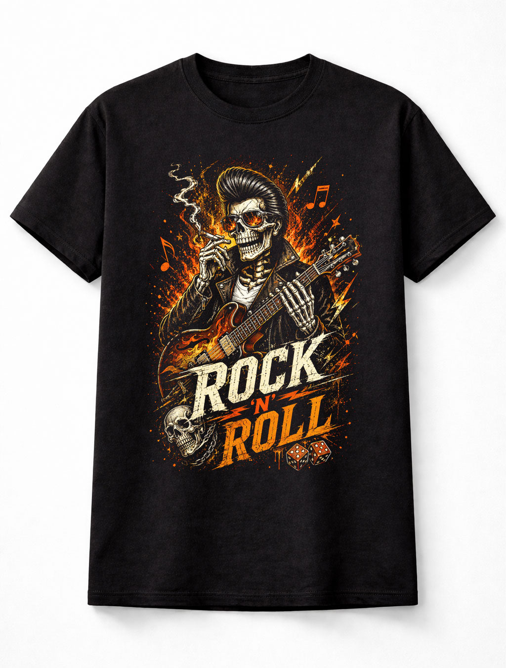 Rock N Roll Skeleton Guitar Rockabilly Music Graphic Unisex T-Shirt