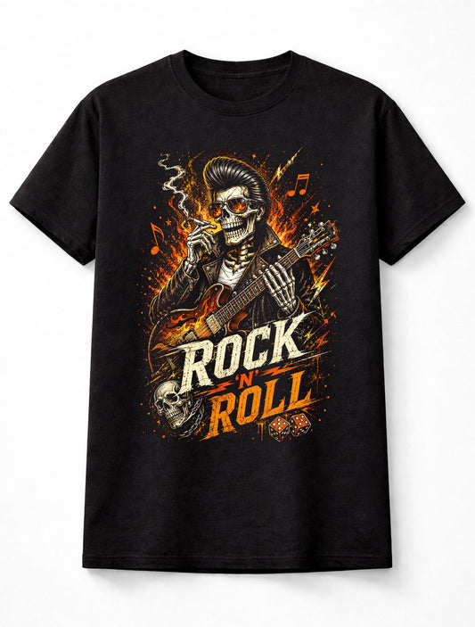 Rock N Roll Skeleton Guitar Rockabilly Music Graphic Unisex T-Shirt