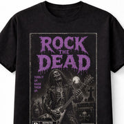 Rock the Dead Skeleton Guitar Horror VHS Gothic Halloween Unisex T-Shirt
